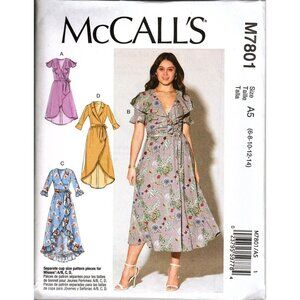 McCall's M7801 Misses 6 to 14 Wrap Dresses and Belt Uncut Sewing Pattern New